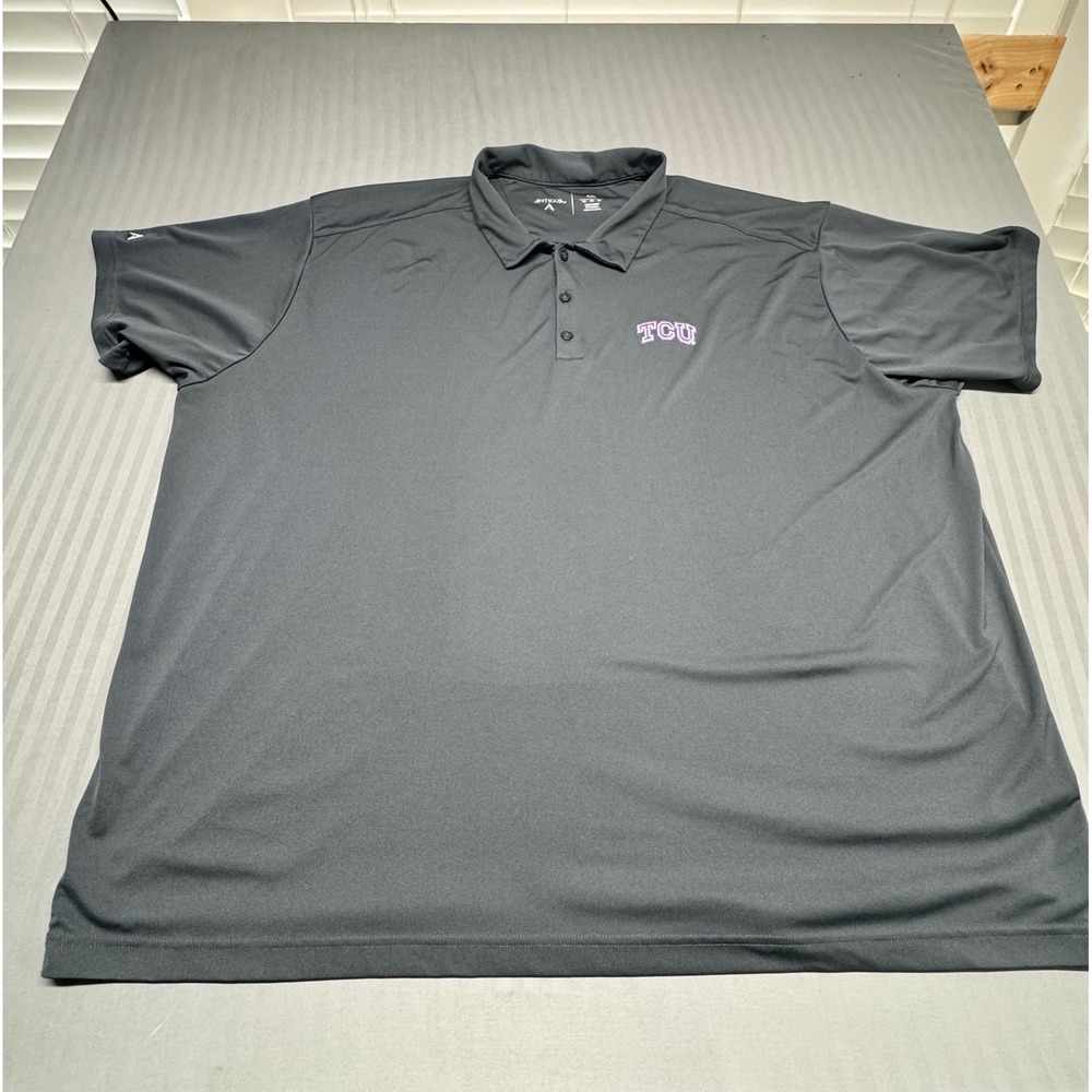 Antigua TCU Horned Frogs Mens 4XL Performance Polo Shirt Charcoal Grey Short Slv